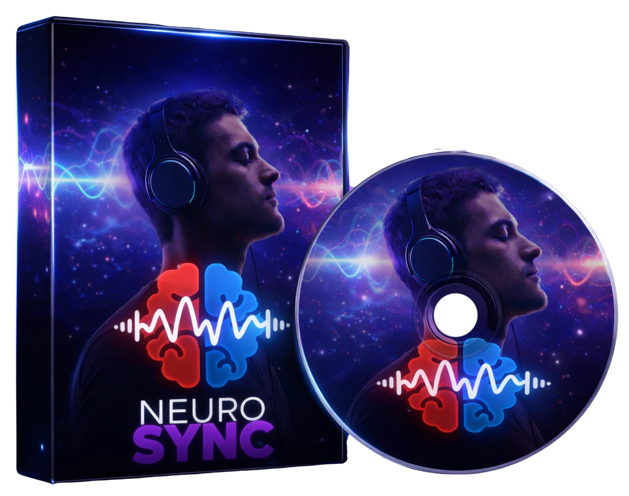 Dispositivo mostrando la pantalla principal del Neuro Sync Program con la interfaz de sincronización cerebral activa